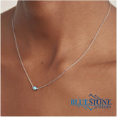Sterling Silver with Rhodium Plating Necklace with One Natural Turquoi